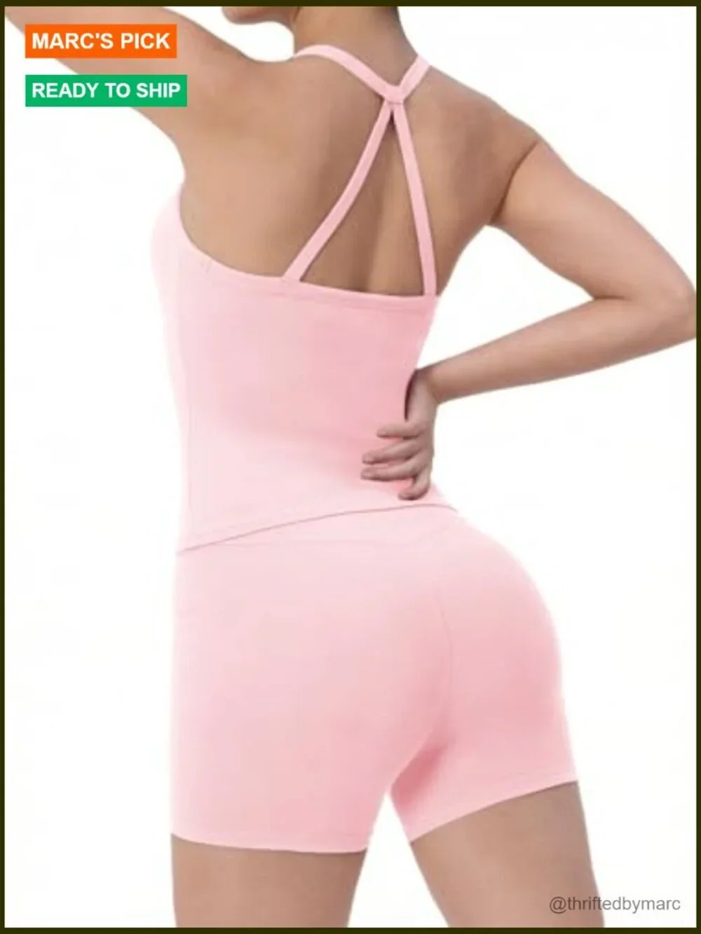 Workout Set with Padded Tank Top and High Waist Shorts for Gym Yoga
